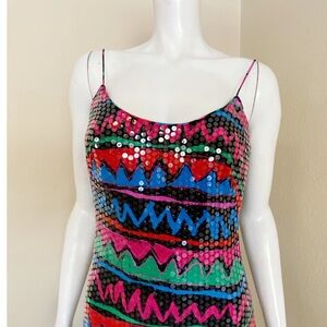 A.J. Bari | Saks Fifth Avenue Colorful Silk Sequin Dress | Size: 8 gorgeous!